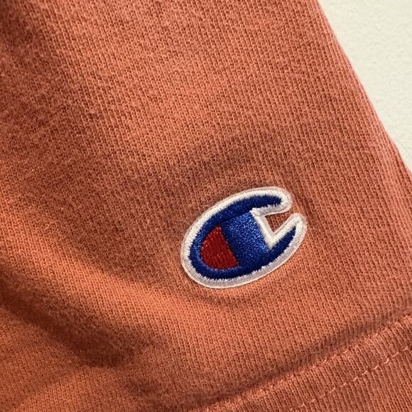 Champion T Shirt Large Terracotta Pink Embroidered Logo Patch Casual Mixed Media - Picture 5 of 13